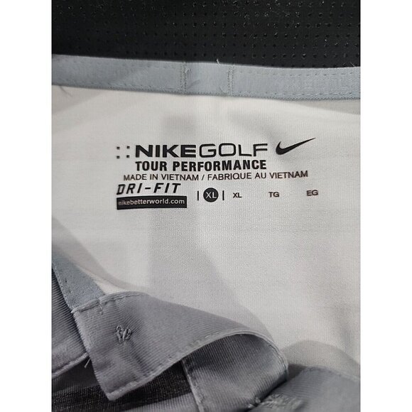 Nike Golf Polo Shirt Gray & Orange Striped Short Sleeve Performance Men's XL - Picture 7 of 10